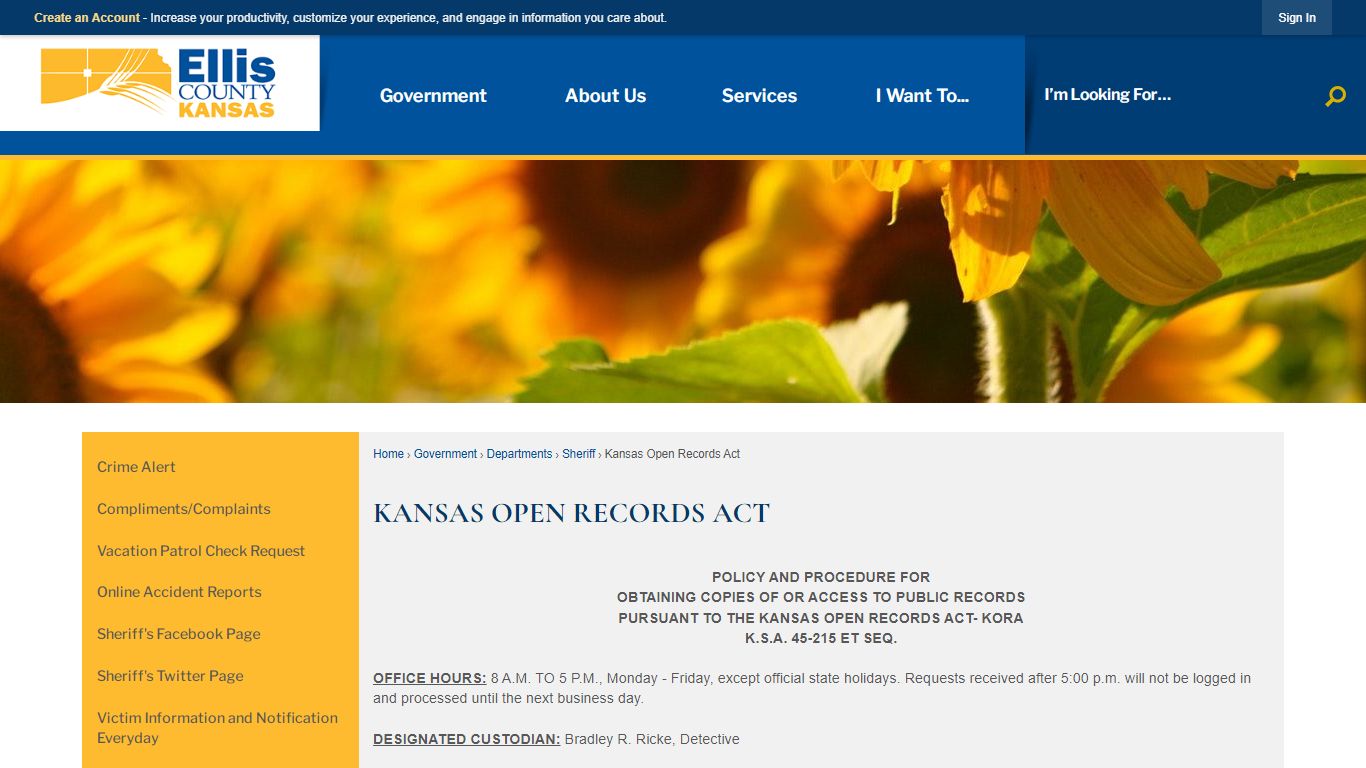 Kansas Open Records Act | Ellis County, KS - Official Website